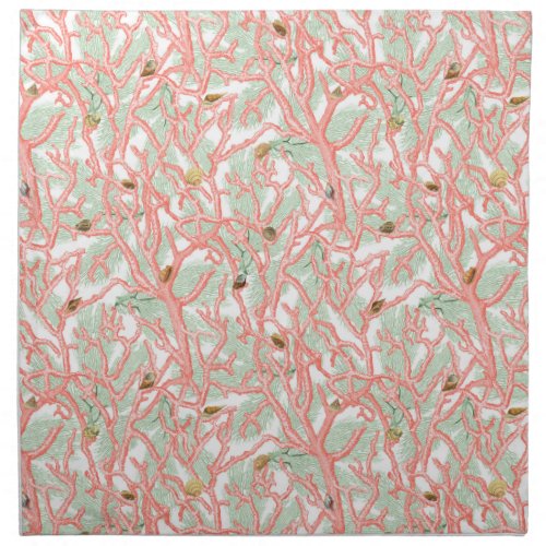 Ocean Vibes Coral Branches Seashells Cloth Napkin