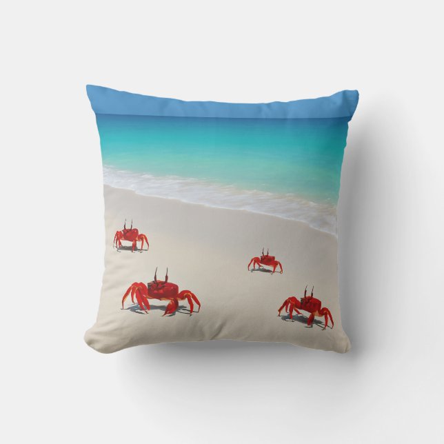 Ocean Vibes & Crabby Pride – Outdoor Throw Pillow  (Front)