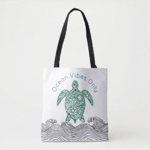 Ocean vibes, Turtle, Tote Bag
