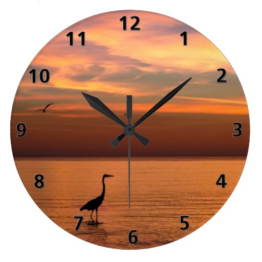 Ocean View at Sunset Large Clock | Zazzle