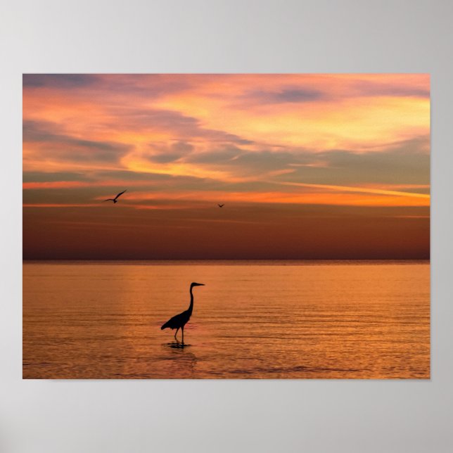 Ocean View at Sunset Poster (Front)