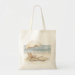 Ocean View Beach Chair Sea Sand Serenity Tote Bag