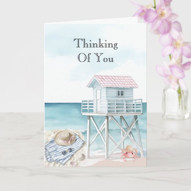 Ocean View Boats Thinking of You Card (Orchid)