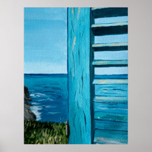 Ocean view from the window Turquoise, blue Poster