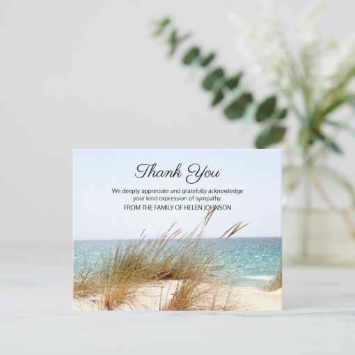 Ocean View Funeral Thank You Note Card | Zazzle