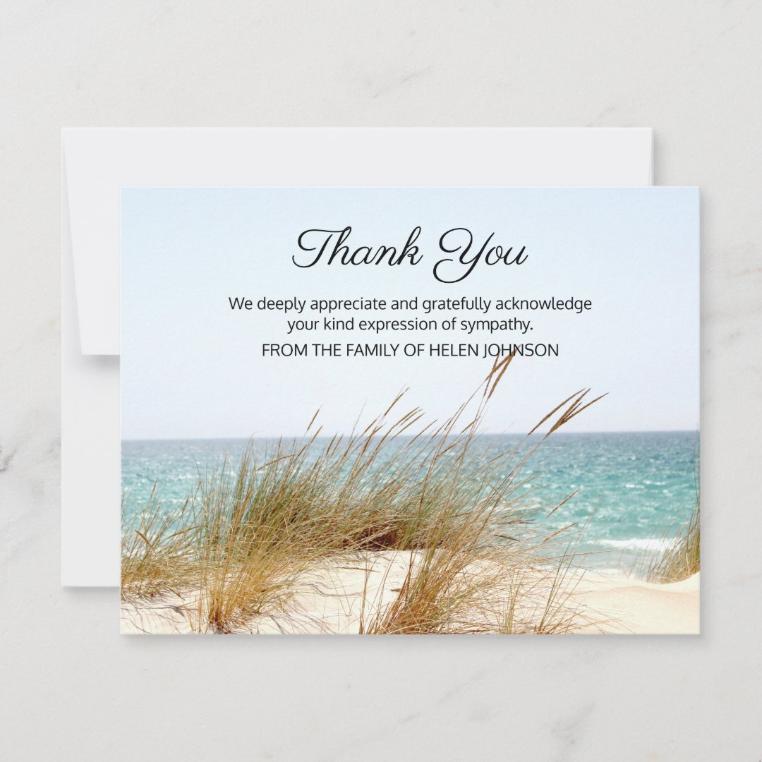 Ocean View Funeral Thank You Note Card | Zazzle