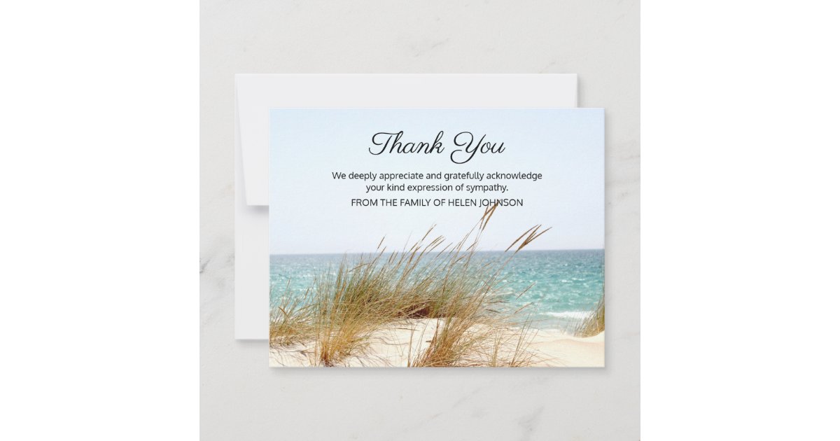 Ocean View Funeral Thank You Note Card | Zazzle