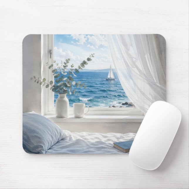 Ocean View in Bedroom Window Mouse Pad (With Mouse)