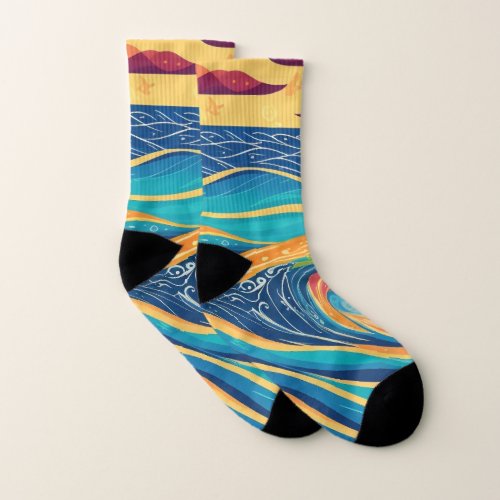 Ocean view in the evening design socks