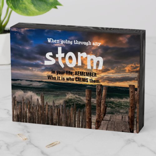 Ocean View Stormy Weather Wooden Walkway Wooden Box Sign