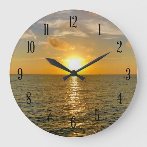 Ocean View Sunset Large Clock