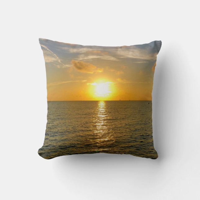 Ocean View Sunset Throw Pillow (Front)