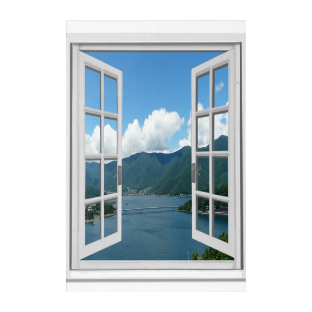 Ocean View Trompe l'oeil Fake Window Acrylic Print (Front)