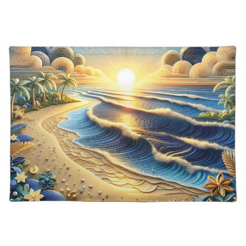 Ocean View Tropical Paper Quilling Effect  Cloth Placemat