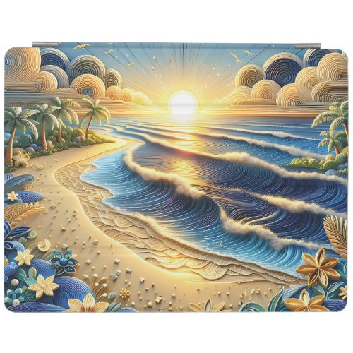 Ocean View Tropical Paper Quilling Effect  iPad Smart Cover