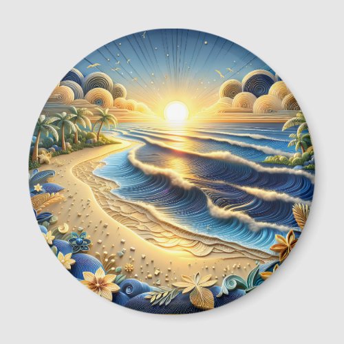 Ocean View Tropical Paper Quilling Effect  Magnet