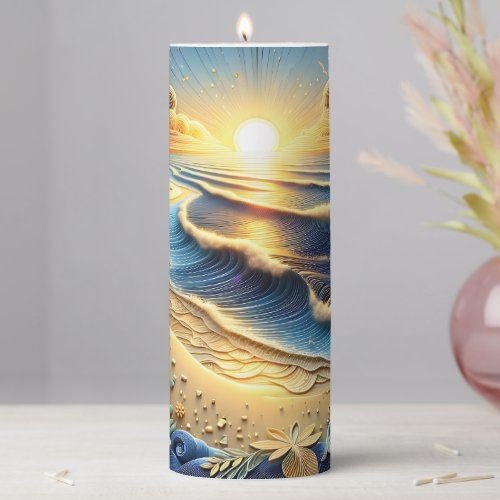 Ocean View Tropical Paper Quilling Effect  Pillar Candle