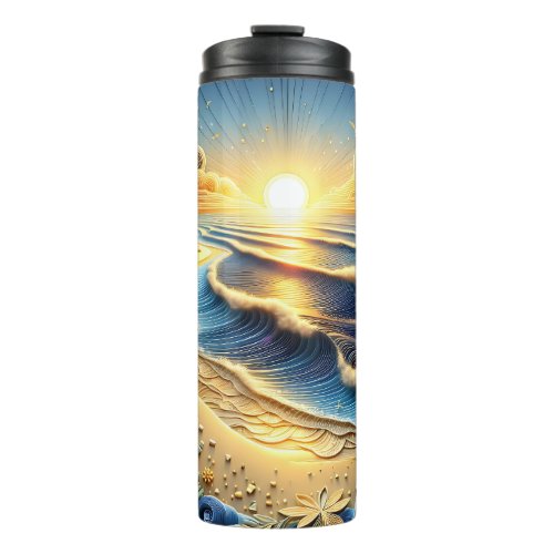 Ocean View Tropical Paper Quilling Effect  Thermal Tumbler