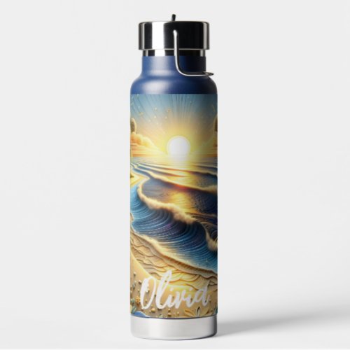 Ocean View Tropical Paper Quilling Effect  Water Bottle