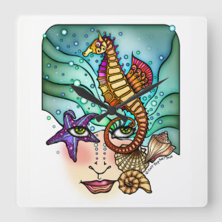 OCEAN VISIONS SEA ART SQUARE WALL CLOCK