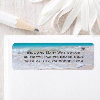 Ocean Water And Beach Sand Return Address Labels by holiday_store at Zazzle