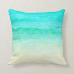Ocean Water Aqua Pillow<br><div class="desc">Happiness comes in salty waters! This ocean pillow design features a photograph that captures the dreamy aqua blue color of the water in a soft wave rolling onto the beach sand. It captures the wonderful feeling of swimming, floating and wading in ocean waters. The backside of the pillow features the...</div>