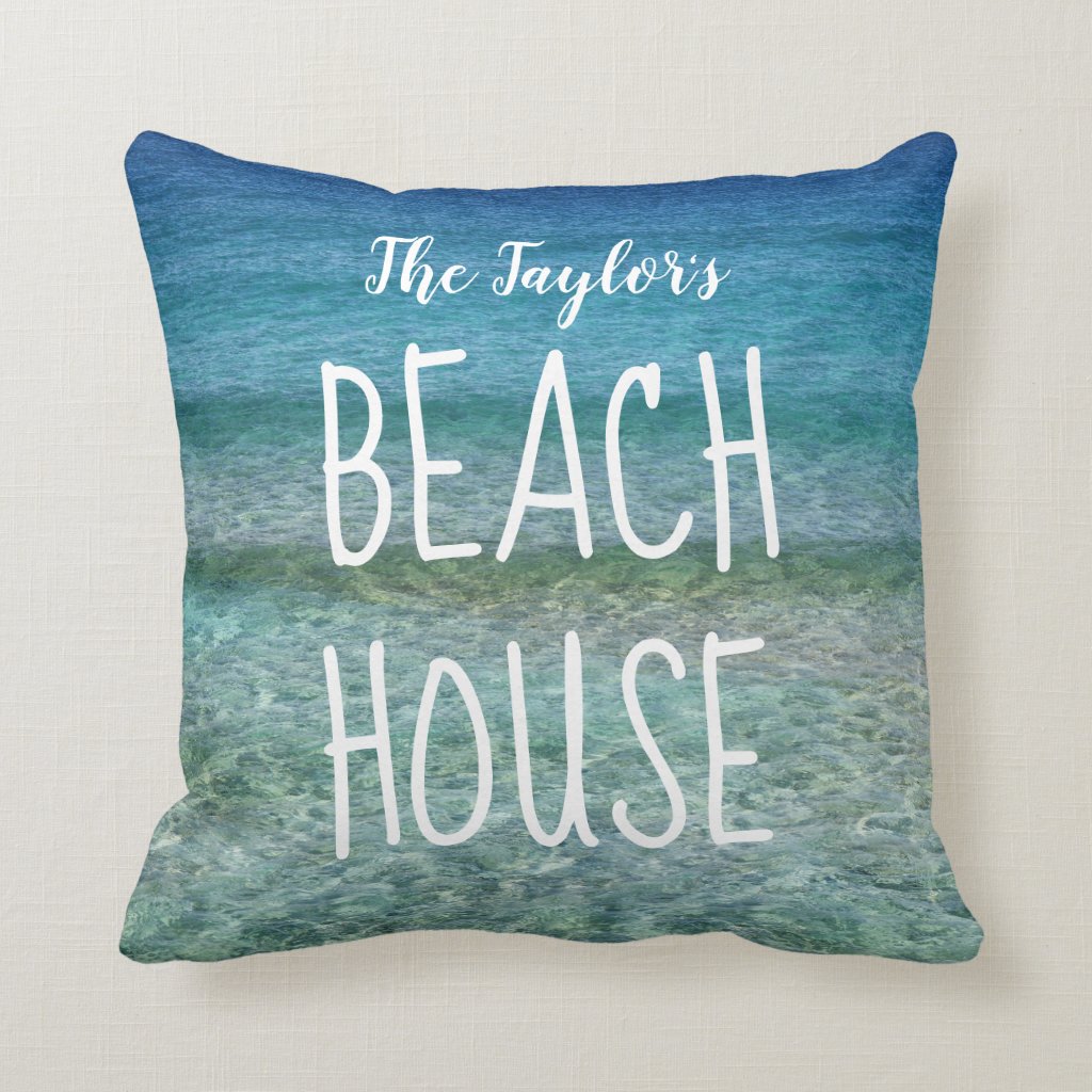 Ocean Water Beach House Throw Pillow