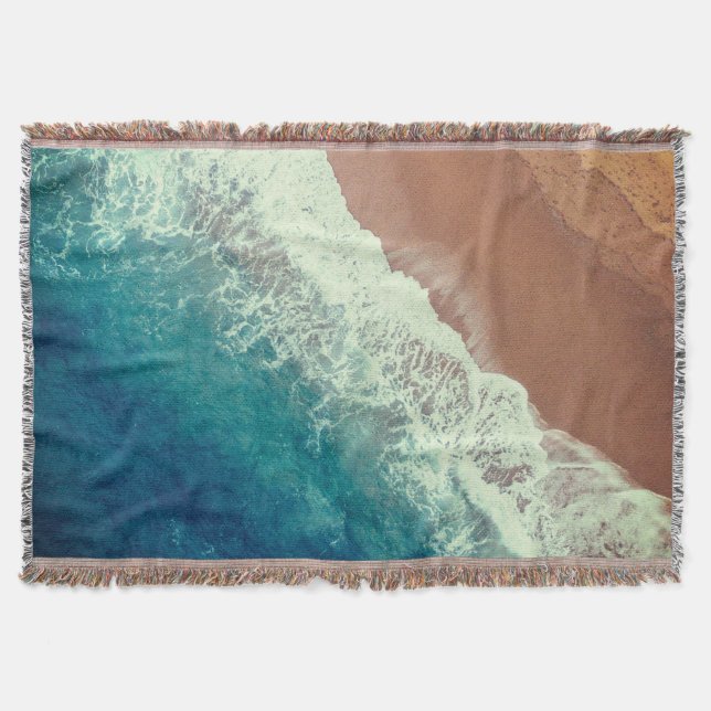 Ocean water beach sand summer seaside shore throw blanket (Front)