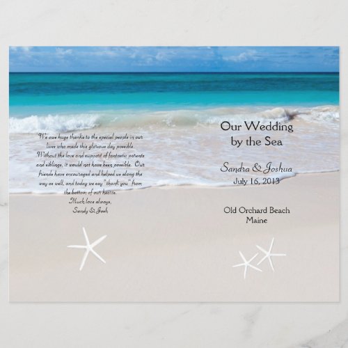 Ocean Water  Beach Sand Wedding Program Template