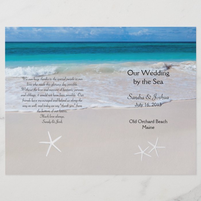 Ocean Water & Beach Sand Wedding Program Template Flyers