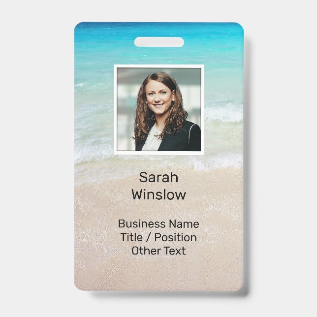 Ocean Water Beach Scene Photo Custom Badge (Front)