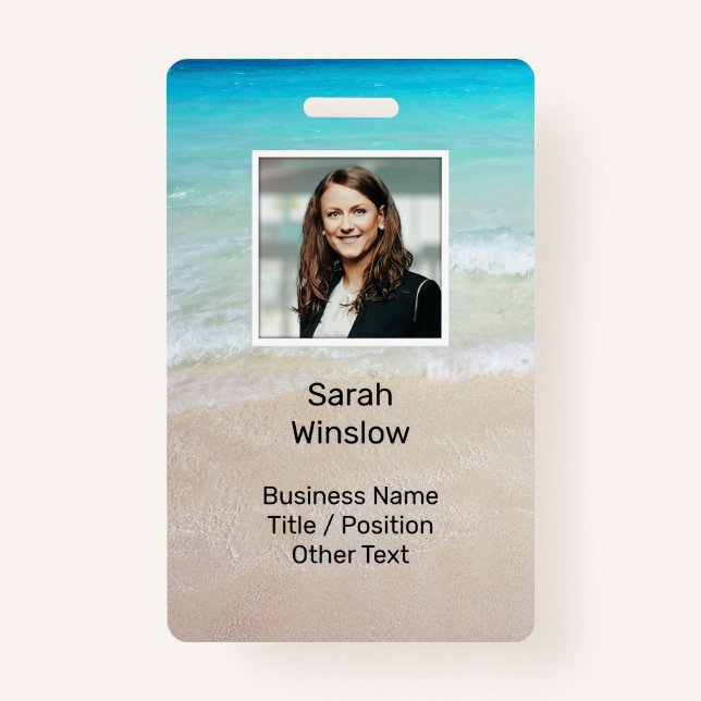 Ocean Water Beach Scene Photo Custom Badge (Front)