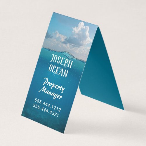 Ocean Water Blue Background Narrow Standing Business Card