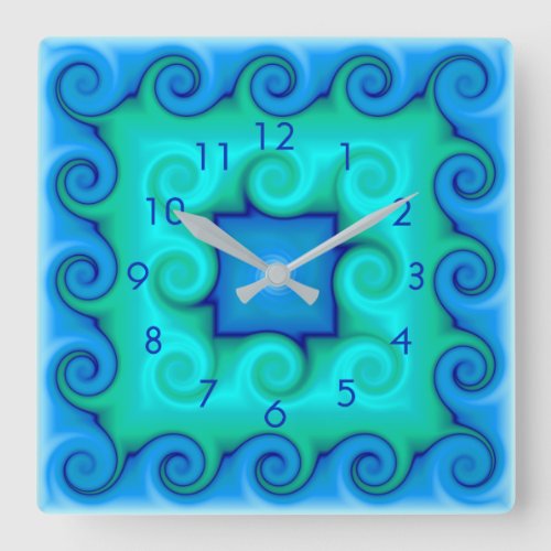 Ocean Water Colors Square Wall Clock