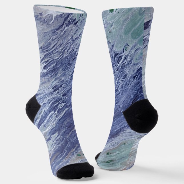 Ocean Water Painted Art Cozy Socks (Angled)