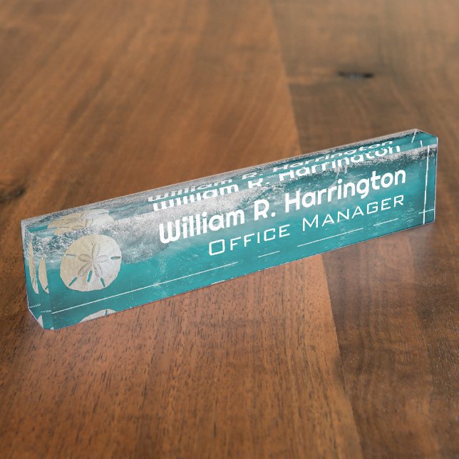 Ocean Water Personal Title Desktop Desk Name Plate (Side)