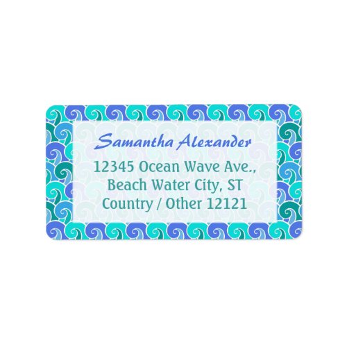 Ocean Water Waves Nautical Beach Water Pretty Blue Label