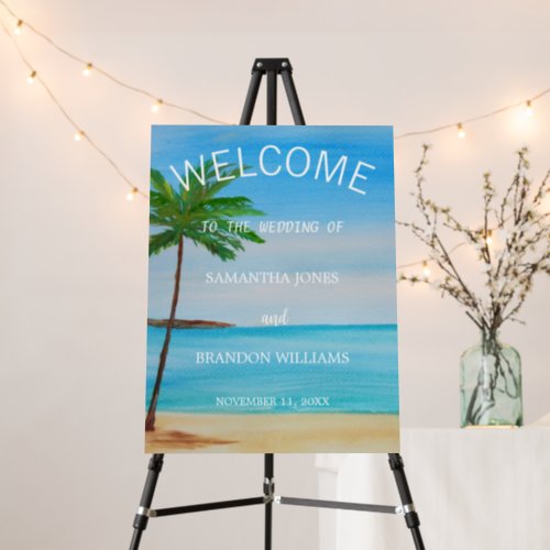 Ocean Watercolor Blue Sea Wedding Welcome Sign 