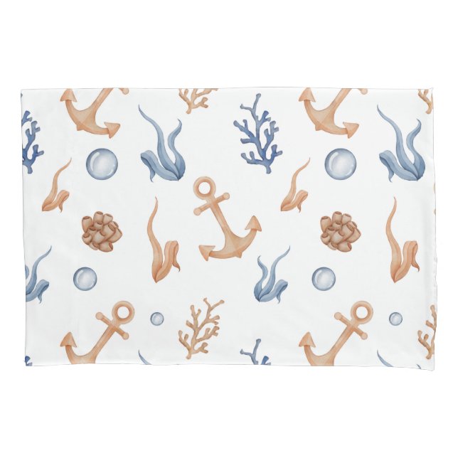 Ocean Watercolor Pillow Case (Front)