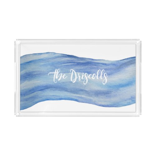 Ocean Watercolor Wave Acrylic Tray Personalized Acrylic Tray