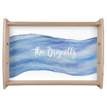 Ocean Watercolor Wave Acrylic Tray, Personalized