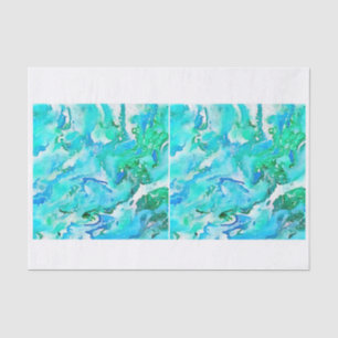 Ocean Waters waves watercolor greens decoupage Tissue Paper