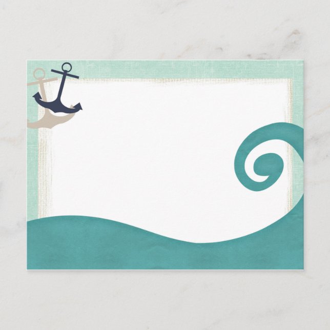 Ocean Wave Achors Nautical Post Card (Front)
