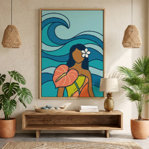 Ocean Wave Anthurium Wahine Canvas Print