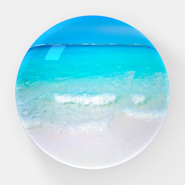 Ocean Wave Beach Modern Scene Paperweight (Front)