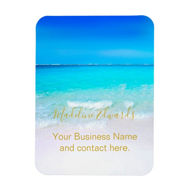 Ocean Wave Beach Scene Gold Modern Magnet (Vertical)