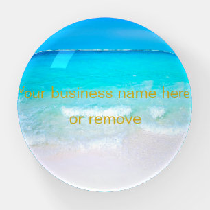 Ocean Wave Beach Scene Gold Modern Paperweight