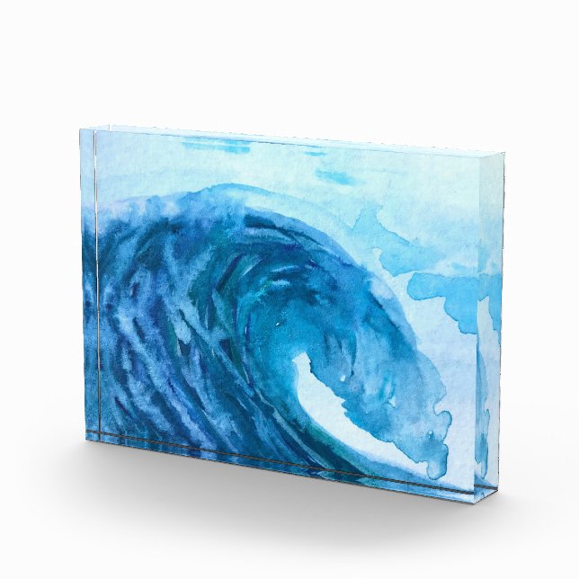 Ocean Wave Beach Surfing Sea Water Sport Acrylic A Acrylic Award (Right)