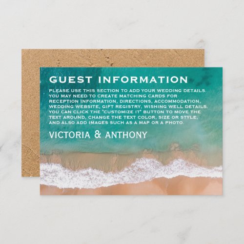 Ocean Wave Beach Wedding Detail Enclosure Card