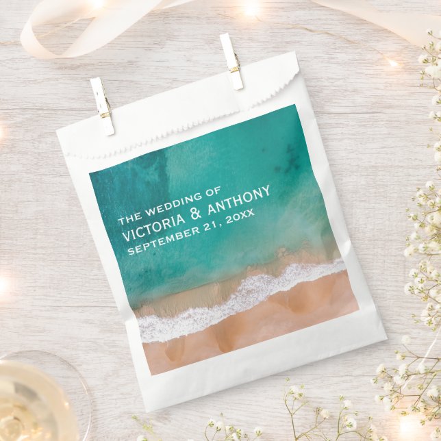 Ocean Wave, Beach Wedding Favor Bag (Clipped)